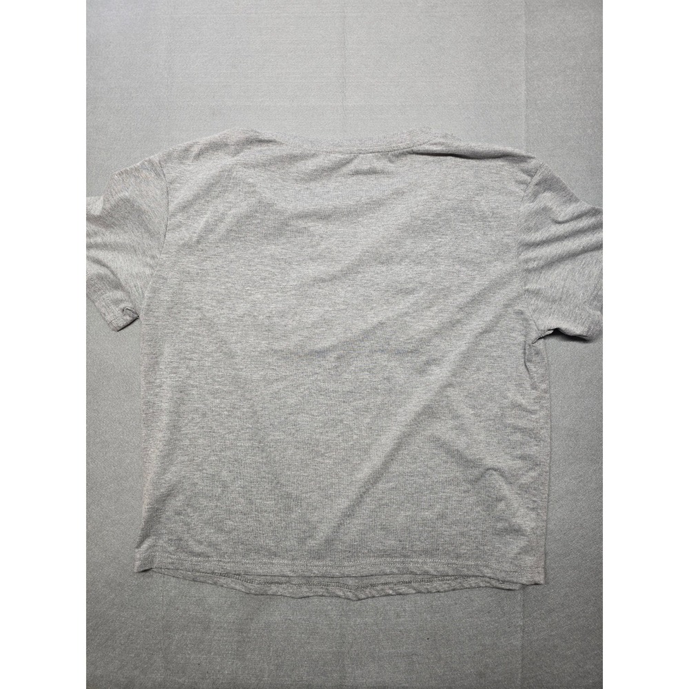 Shein Womens Grey Smile Graphic V-Neck Short Sleeve T-Shirt Size M Medium - Picture 5 of 6